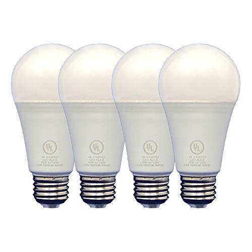 Teklectric - Daylight LED Light Bulb 5000K 12W 720 Lumens - 75 Watt Equivalent - A19 L.E.D. Light Bulb (4, 12 Watts)