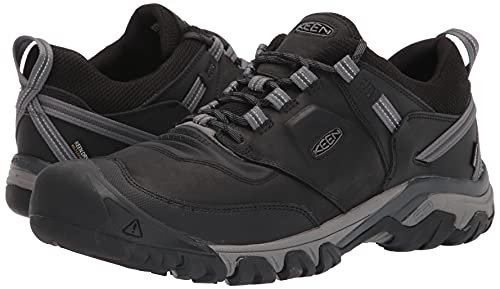 KEEN Men's Ridge Flex Low Height Waterproof Hiking Boots, Black/Magnet, 9