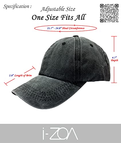 iZOA Caps and Hats for Men and Women Vintage Fashion Adjustable Distress Washed Unisex Baseball Caps Hats