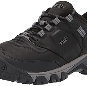 KEEN Men's Ridge Flex Low Height Waterproof Hiking Boots, Black/Magnet, 9