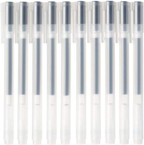 muji gel ink ballpoint pen cap type 10-pieces set, 0.5 mm nib size, black