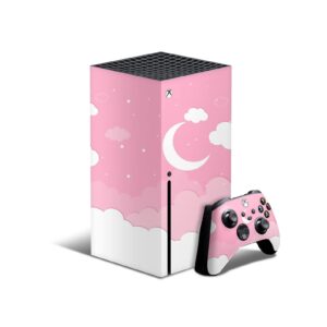 ZOOMHITSKINS Compatible with X1 Series X, Moon Pink Cloud Sky Star Pastel Anime Cute, Durable, Bubble-free, Goo-free, Made in USA