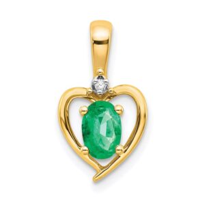 14k Emerald and Diamond Heart Pendant 17mm 10mm style XBS494