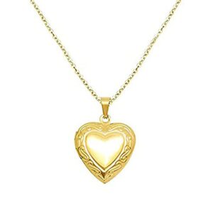 Womens Locket Necklace 18K Gold Photo Necklace Heart Necklace Gold Locket Necklaces for Women