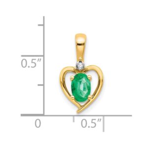 14k Emerald and Diamond Heart Pendant 17mm 10mm style XBS494