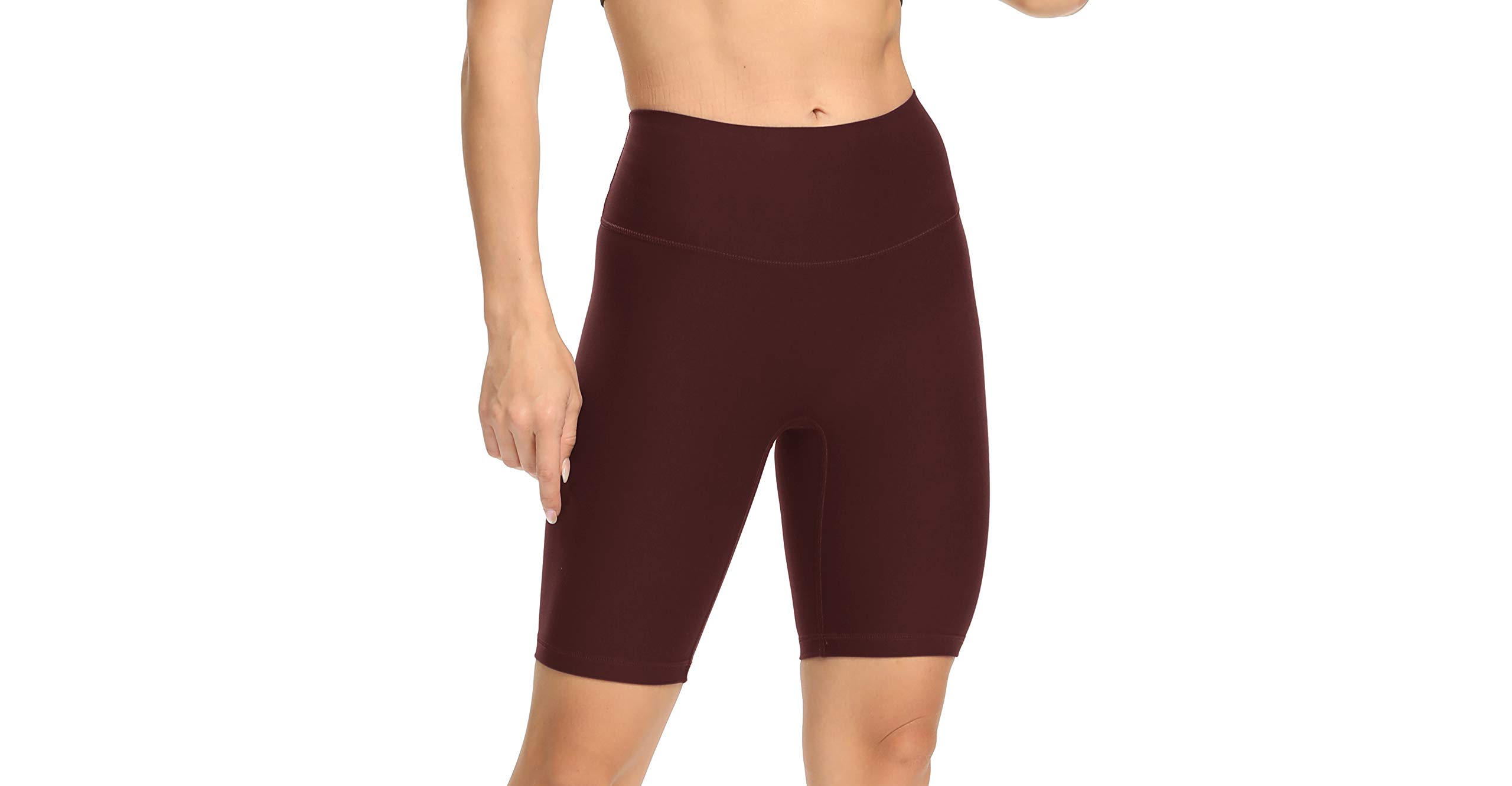 LastFor1 Women's 8" Volleyball Shorts High Waist Yoga Shorts Compression Workout Running Athletic Shorts Wine Red XXL