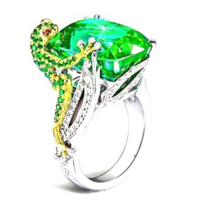 hsqyj green crystal frog cocktail ring cubic zirconia pearl cute animal stacking rings jewelry rhinestone statement rings for women