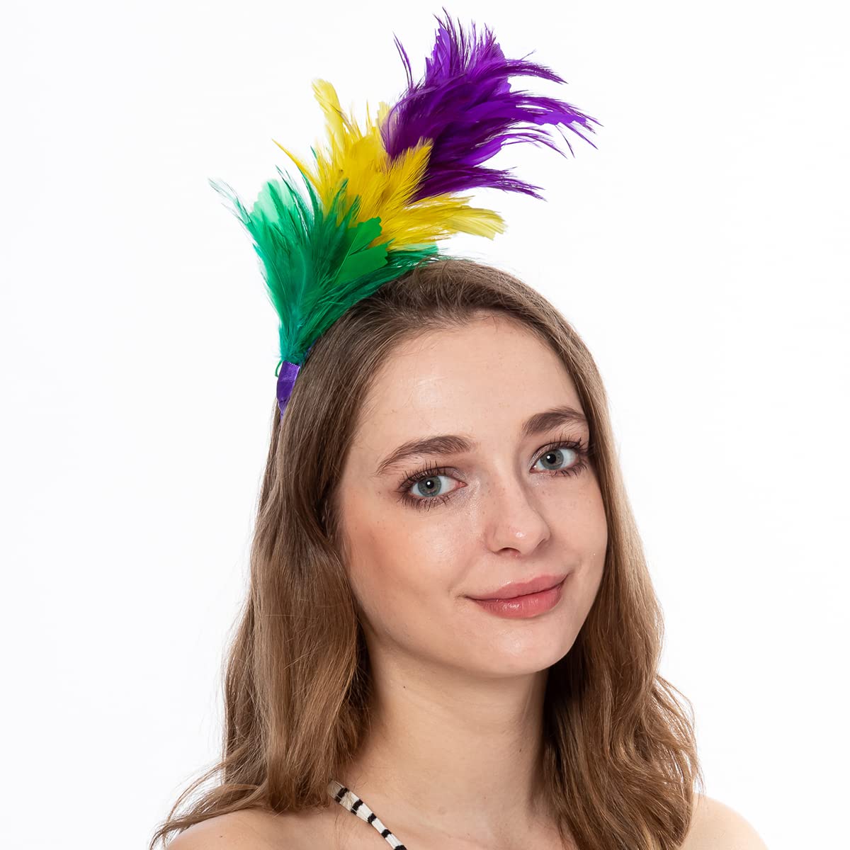 AGITATESAND Mardi Gras Feather Boa Fascinator Headband Party Sallon Flapper Headpiece For Women Girls