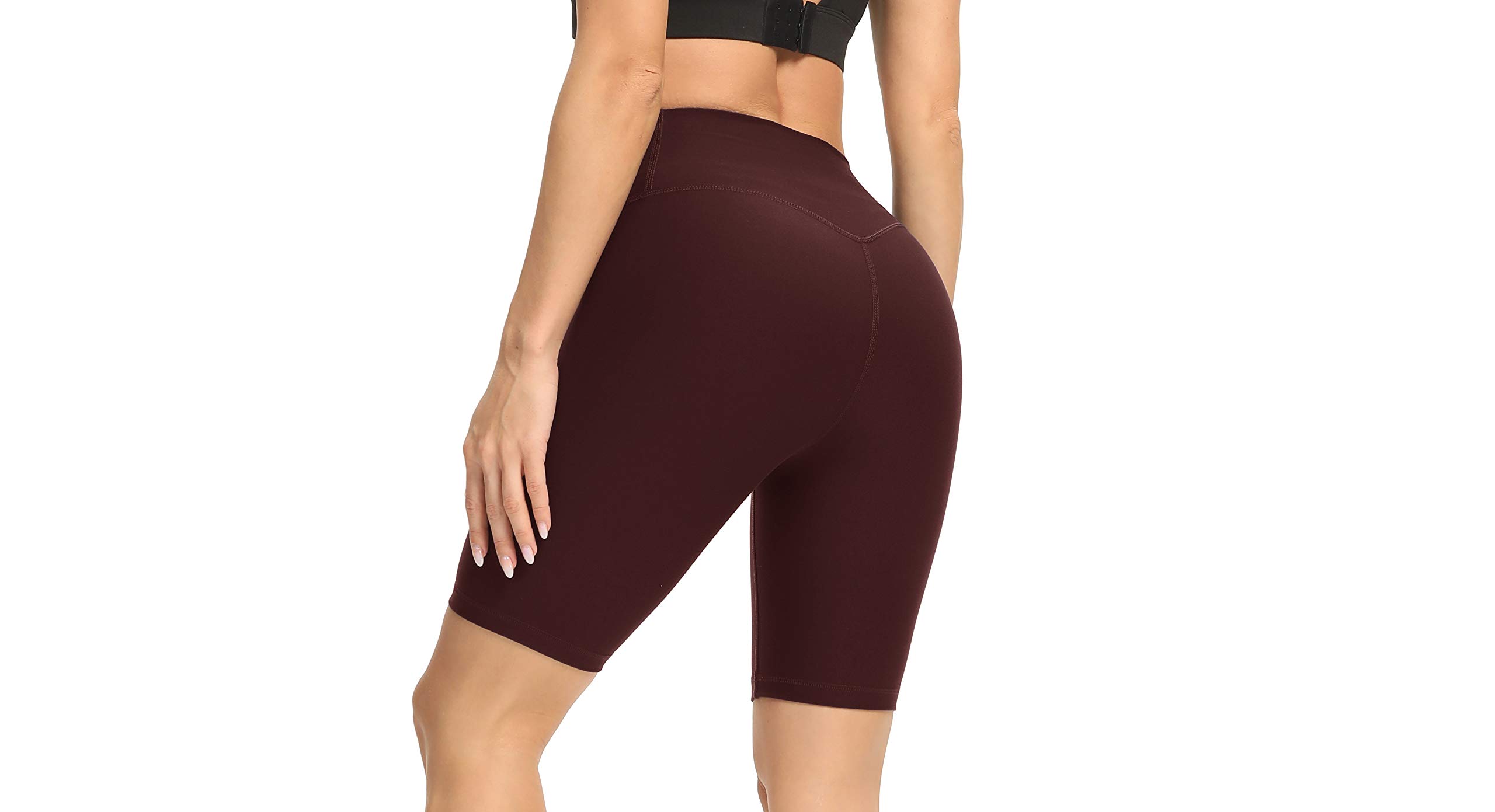 LastFor1 Women's 8" Volleyball Shorts High Waist Yoga Shorts Compression Workout Running Athletic Shorts Wine Red XXL