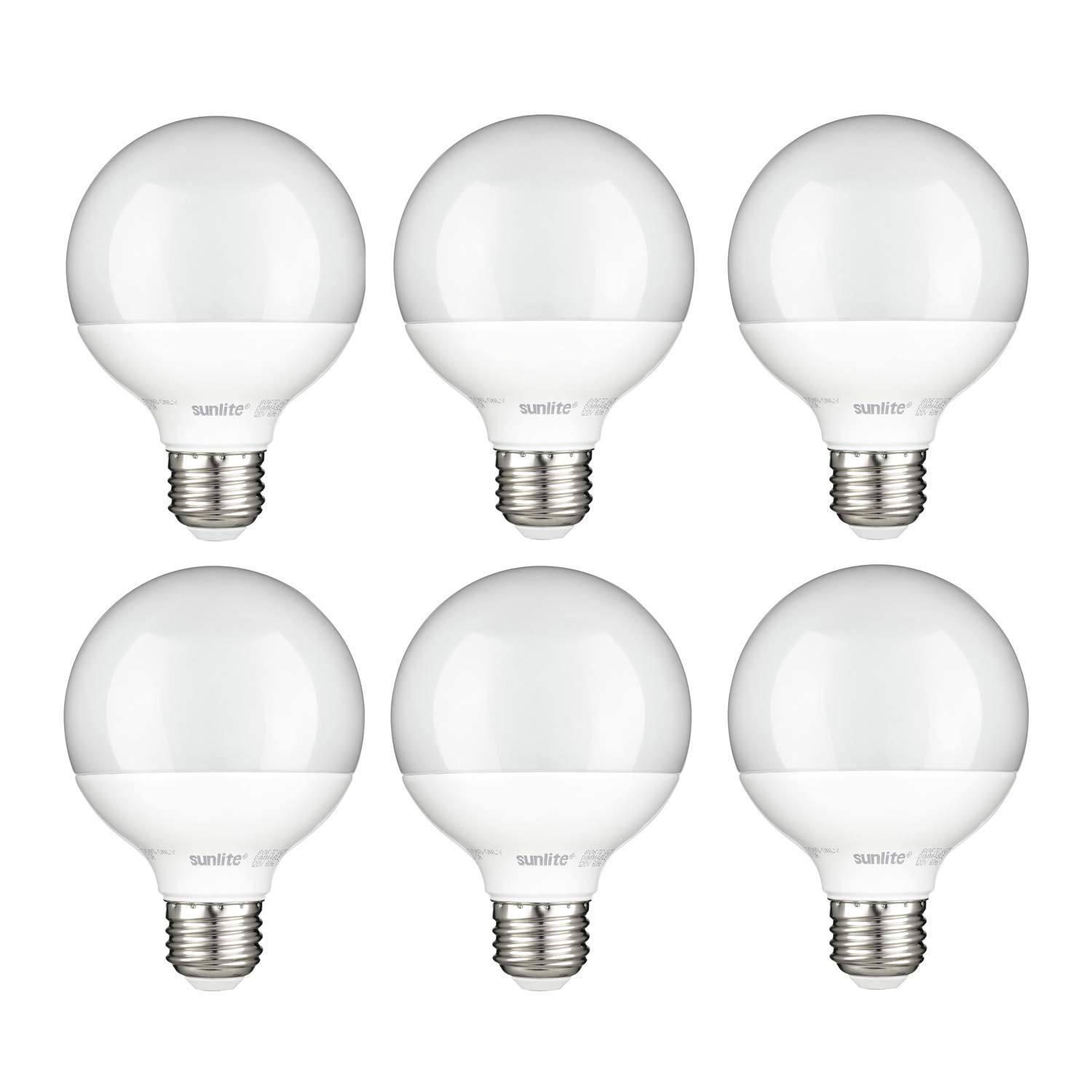 Sunlite 41584-SU LED G25 Globe Light Bulb, 7 Watts (60W Equivalent), 500 lumens, Non-Dimmable, Medium (E26) Base, UL Listed, 4000K Cool White, 6 Pack