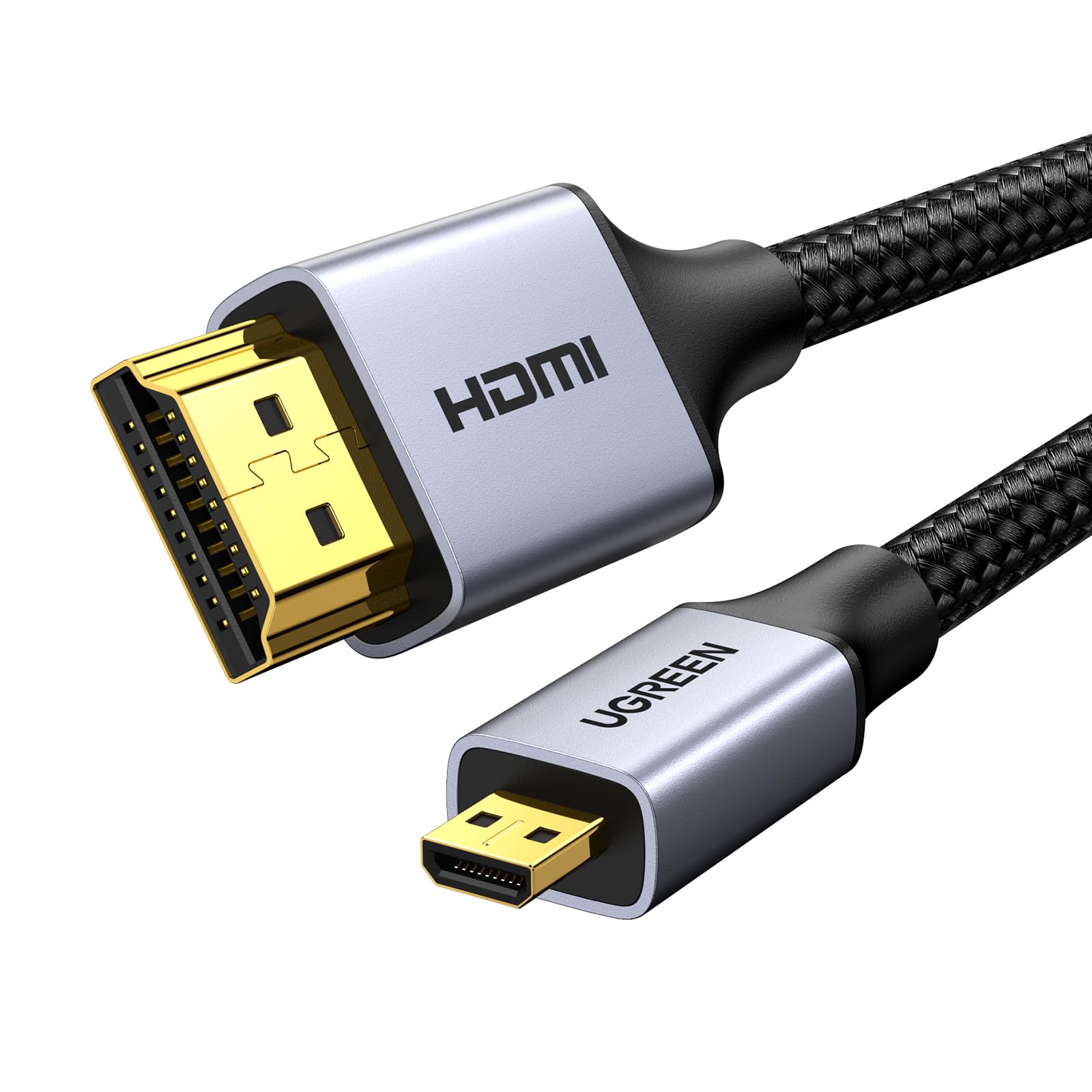 UGREEN 4K Micro HDMI to HDMI Cable 3.3FT, Aluminum Shell Braided 18Gbps 4K 60Hz HDR 3D ARC Compatible with GoPro Hero 7 6 5 Raspberry Pi 5 Portable Monitor Camera Nikon Yoga 3 Pro