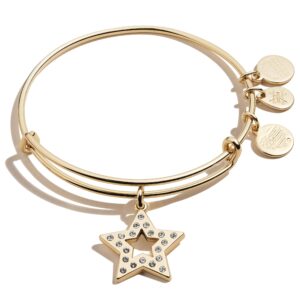 Alex and Ani Path of Symbols Expandable Bangle for Women, Pave Star Charm, Shiny Gold Finish, 2 to 3.5 in