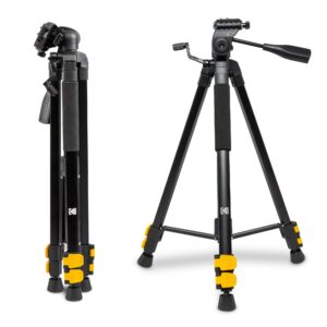 KODAK PhotoGear 62" Tripod with Remote | Compact 3-Section Flip-Lock Aluminum Tripod Adjusts 22”-62”, QuickRelease Plate, Smartphone Adapter & 1/4” to 3/8” Screw, Bubble Level, Carry Case, & E-Guide