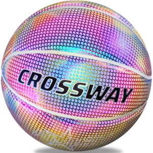 MAIBOLE Basketball Holographic Reflective Glow Basketballs - 29.5 Basketall Size 7 Indoor Outdoor Basketball Reflective Basketball Gift Muticolor