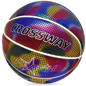 MAIBOLE Basketball Holographic Reflective Glow Basketballs - 29.5 Basketall Size 7 Indoor Outdoor Basketball Reflective Basketball Gift Muticolor