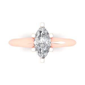 Clara Pucci 1.0 ct Marquise Cut Solitaire Moissanite Engagement Wedding Bridal Promise Anniversary Ring 18K Rose Gold Size 5.5