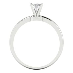 Clara Pucci 0.50ct Round Cut Solitaire Moissanite Engagement Wedding Bridal Promise Anniversary Ring in 18K White Gold Size 5.75