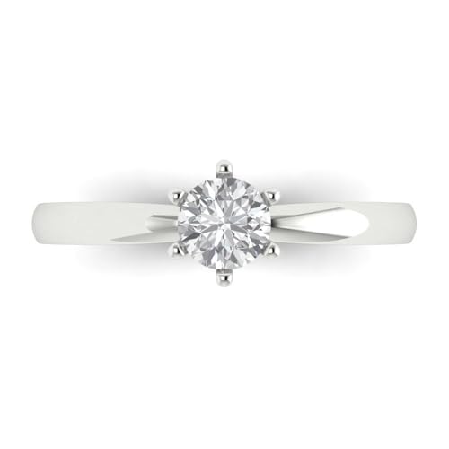 Clara Pucci 0.50 ct Round Cut Solitaire Moissanite Engagement Wedding Bridal Promise Anniversary Ring in 18K White Gold Size 11