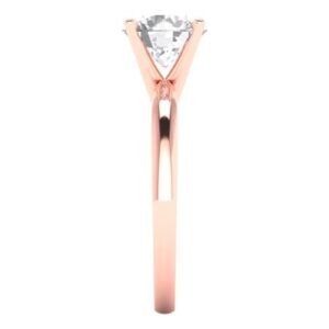 Clara Pucci 1.50 ct Round Cut Solitaire Moissanite Engagement Wedding Bridal Promise Anniversary Ring in 18K Rose Gold Size 3.5