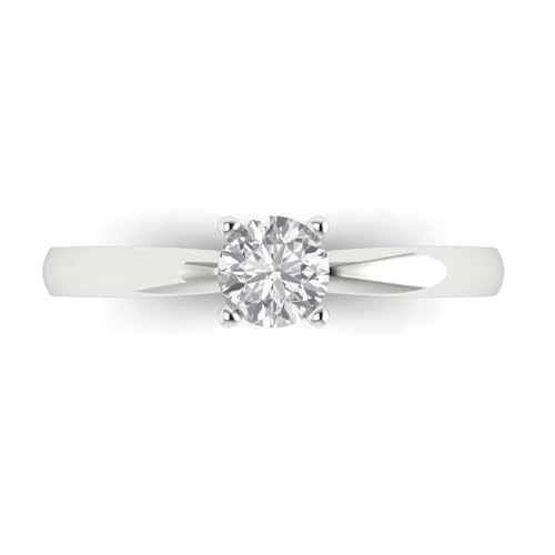 Clara Pucci 0.50ct Round Cut Solitaire Moissanite Engagement Wedding Bridal Promise Anniversary Ring in 18K White Gold Size 5.75