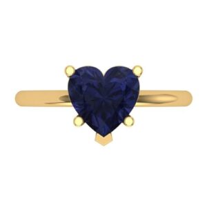 clara pucci 2.0 ct heart cut solitaire simulated blue sapphire 5-prong engagement bridal promise anniversary ring 18k yellow gold 4.5