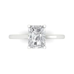 clara pucci 2.0 ct emerald cut solitaire moissanite engagement wedding bridal promise anniversary ring 18k white gold size 3.5