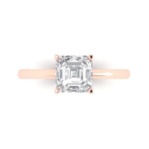 clara pucci 1.50 ct asscher cut solitaire moissanite engagement wedding bridal promise anniversary ring 18k rose gold size 5.75