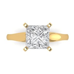 Clara Pucci 2.50ct Princess Cut Solitaire Moissanite Excellent Engagement Bridal Promise Anniversary Ring 18K Yellow Gold Size 5.75