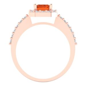 Clara Pucci 2.07 ct Emerald Cut Solitaire Halo Genuine Red Simulated Diamond Engagement Promise Anniversary Bridal Ring 18K Rose Gold 4.5