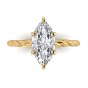 clara pucci 2ct marquise cut solitaire rope twisted knot moissanite engagement bridal promise anniversary ring 18k yellow gold size 8.25