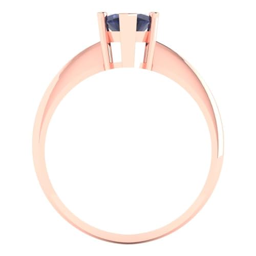 Clara Pucci 1.50 ct Marquise Cut Solitaire Simulated Blue Sapphire Engagement Bridal Promise Anniversary Ring 18K Rose Gold Size 8.75