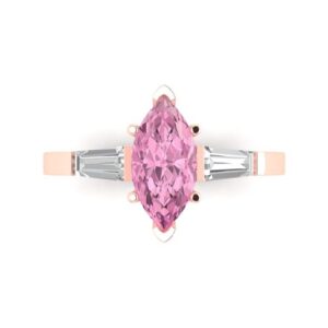 clara pucci 2 ct marquise cut 3 stone solitaire pink simulated diamond engagement promise anniversary bridal ring 18k rose gold 5.25