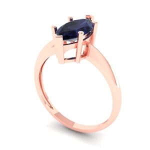 Clara Pucci 1.50 ct Marquise Cut Solitaire Simulated Blue Sapphire Engagement Bridal Promise Anniversary Ring 18K Rose Gold Size 8.75