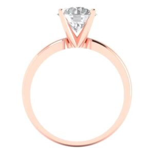 Clara Pucci 1.50 ct Round Cut Solitaire Moissanite Engagement Wedding Bridal Promise Anniversary Ring in 18K Rose Gold Size 3.5