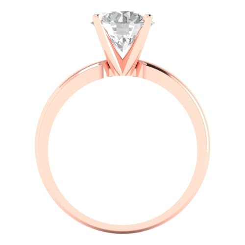 Clara Pucci 1.50 ct Round Cut Solitaire Moissanite Engagement Wedding Bridal Promise Anniversary Ring in 18K Rose Gold Size 3.5