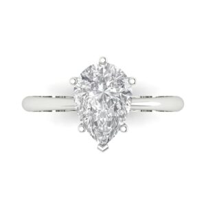 clara pucci 2.50 ct pear cut solitaire moissanite engagement wedding bridal promise anniversary ring 18k white gold size 4.75