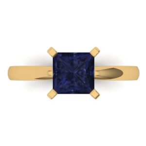 clara pucci 1.5 ct princess cut solitaire simulated blue sapphire engagement bridal promise anniversary ring 18k yellow gold size 5.25