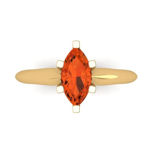 Clara Pucci 1.0 ct Marquise Cut Solitaire Red Simulated Diamond Engagement Bridal Promise Anniversary Ring 18K Yellow Gold Size 3.75