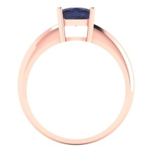 Clara Pucci 1.50 ct Cushion Cut Solitaire Simulated Blue Sapphire Engagement Bridal Promise Anniversary Ring 18K Rose Gold Size 3.75