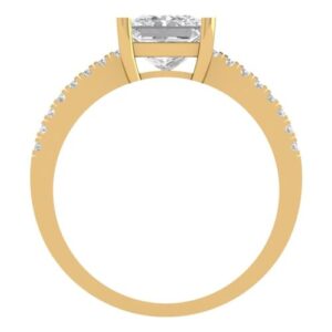 Clara Pucci 1.66 ct Princess Cut Solitaire W/Accent Genuine Moissanite Wedding Promise Anniversary Bridal Ring 18K Yellow Gold Size 6.5