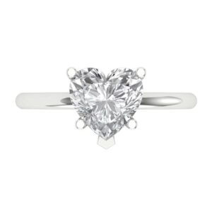 Clara Pucci 2.0 ct Heart Cut Solitaire Moissanite 5-Prong Engagement Wedding Bridal Promise Anniversary Ring 18K White Gold Size 6.75