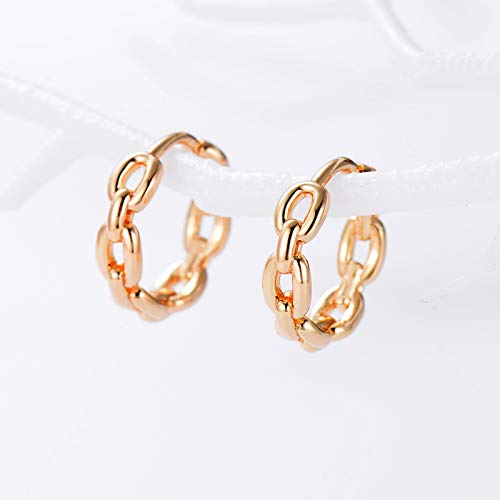 WEARON Gold Hoop Earrings for Women 14K Plated Gold Huggie Earrings for Women Personality Simplicity Twisted Chain Hoop Earrings Jewelry