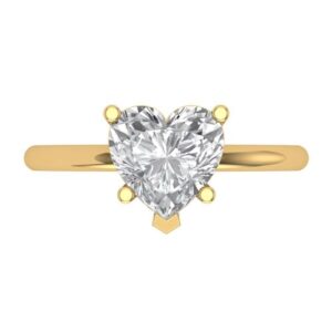 Clara Pucci 2.0 ct Heart Cut Solitaire Moissanite 5-Prong Engagement Wedding Bridal Promise Anniversary Ring 18K Yellow Gold Size 6