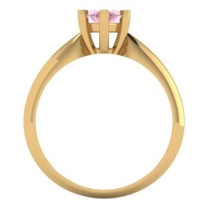 Clara Pucci 1.0 ct Marquise Cut Solitaire Pink Simulated Diamond Engagement Bridal Promise Anniversary Ring 18K Yellow Gold Size 3.5