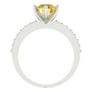 Clara Pucci 1.96ct Round Cut Solitaire Genuine Yellow Simulated Diamond Engagement Promise Anniversary Bridal Ring 18K White Gold 8