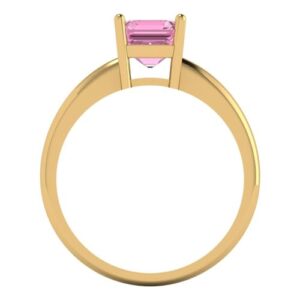 Clara Pucci 1.0 ct Asscher Cut Solitaire Pink Simulated Diamond Engagement Bridal Promise Anniversary Ring 18K Yellow Gold Size 9.5