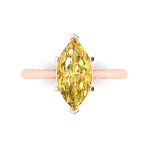 Clara Pucci 2.50 ct Marquise Cut Solitaire Yellow Simulated Diamond Engagement Bridal Promise Anniversary Ring 18K Rose Gold Size 10