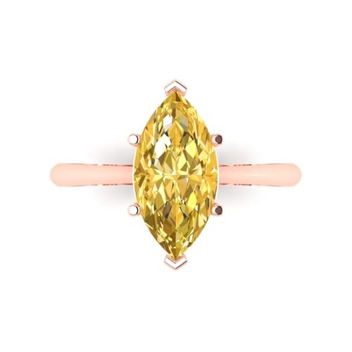 Clara Pucci 2.50 ct Marquise Cut Solitaire Yellow Simulated Diamond Engagement Bridal Promise Anniversary Ring 18K Rose Gold Size 10