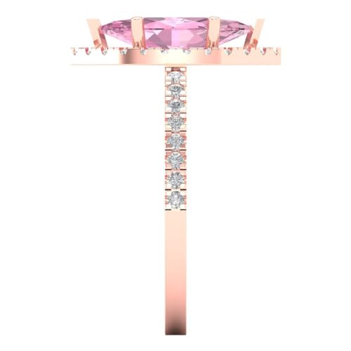 Clara Pucci 2.38 ct Marquise Cut Solitaire Halo Pink Simulated Diamond Engagement Promise Anniversary Bridal Ring 18K Rose Gold 4.5