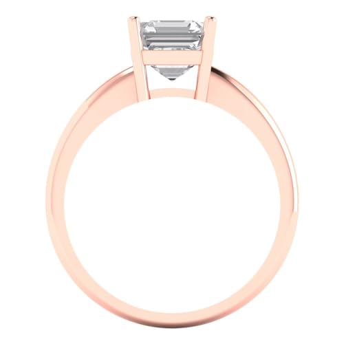 Clara Pucci 1.50 ct Asscher Cut Solitaire Moissanite Engagement Wedding Bridal Promise Anniversary Ring 18K Rose Gold Size 5.75